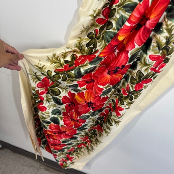 HawaiianTogs Vintage Cream Floral Maxi Dress Cotton Hibiscus Print Size 14 - Picture 4 of 15